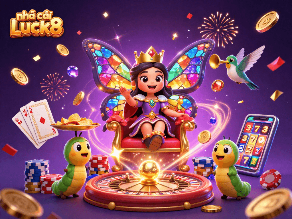 Experience the vibrant world of nhà cái Luck8 with colorful casino characters and dynamic game elements.