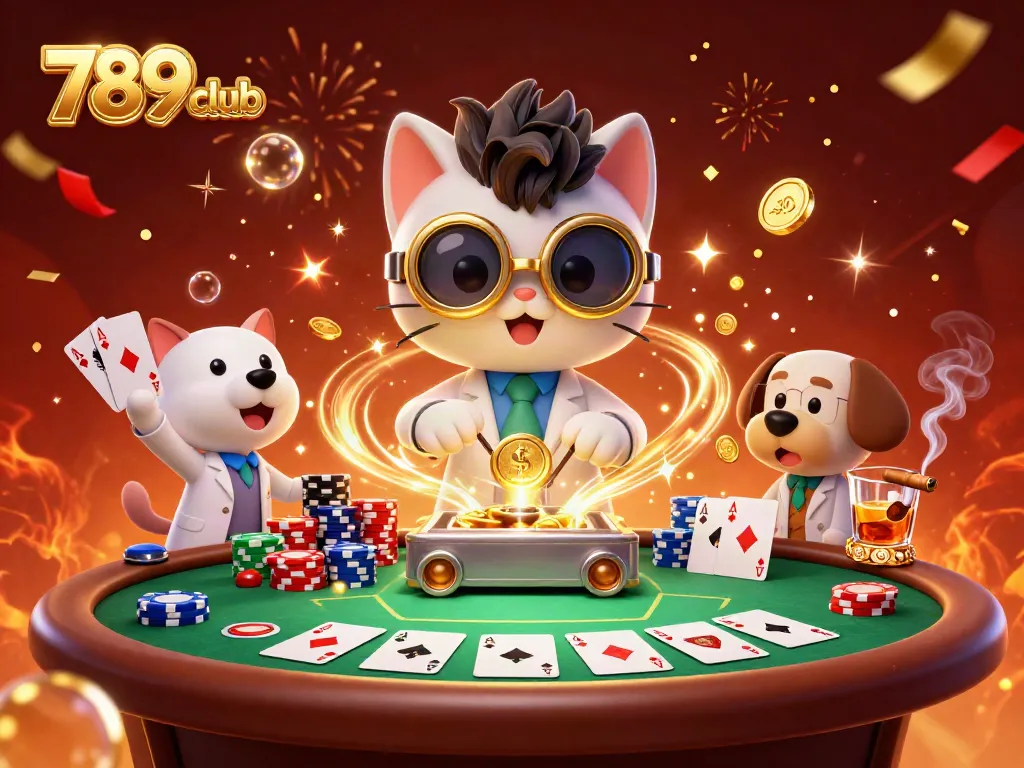 Engage in thrilling gameplay with 789club as characters create winning strategies at a vibrant poker table.