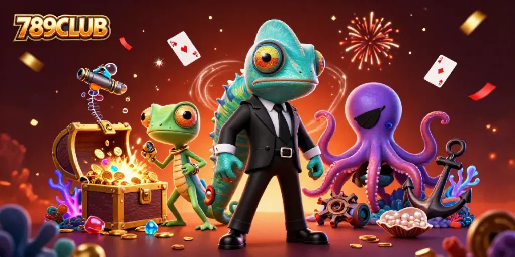 Engage in thrilling gaming at 789CLUB with vibrant characters and exciting casino elements.