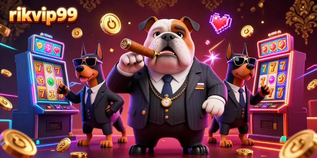 Experience the colorful slot machines and animated characters with rikvip99, capturing casino excitement.