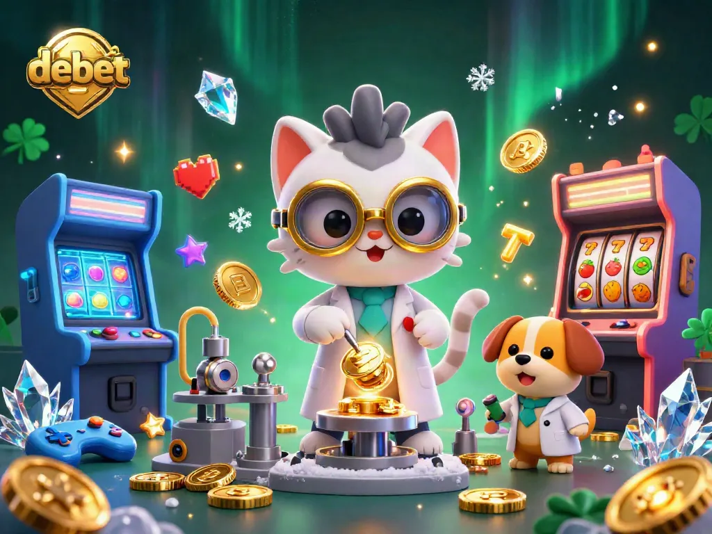 Engage in vibrant casino gaming as the debet brand comes to life in a thrilling 3D illustration.