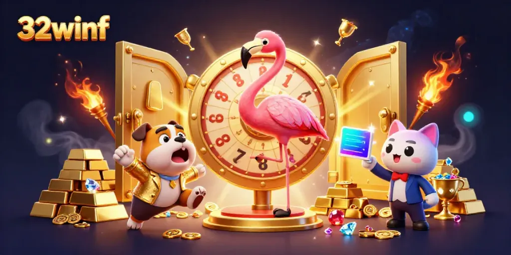 Experience exciting gameplay at 32winf with vibrant characters and casino scenes full of treasure.