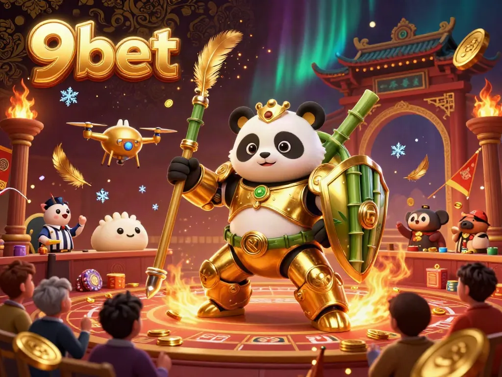 Experience the excitement at 9bet's live casino with a dynamic panda and robot battle.