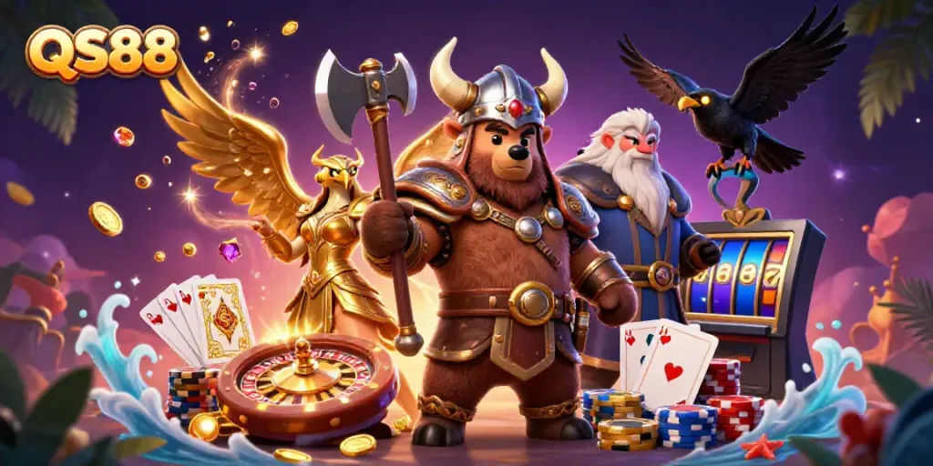 Experience thrilling casino action with QS88's Viking, Valkyrie, and mystical elements.