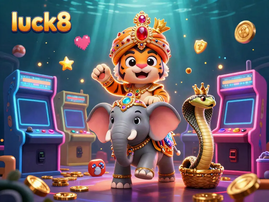 Engage in thrilling gameplay with luck8, featuring an ornate maharaja and casino elements.