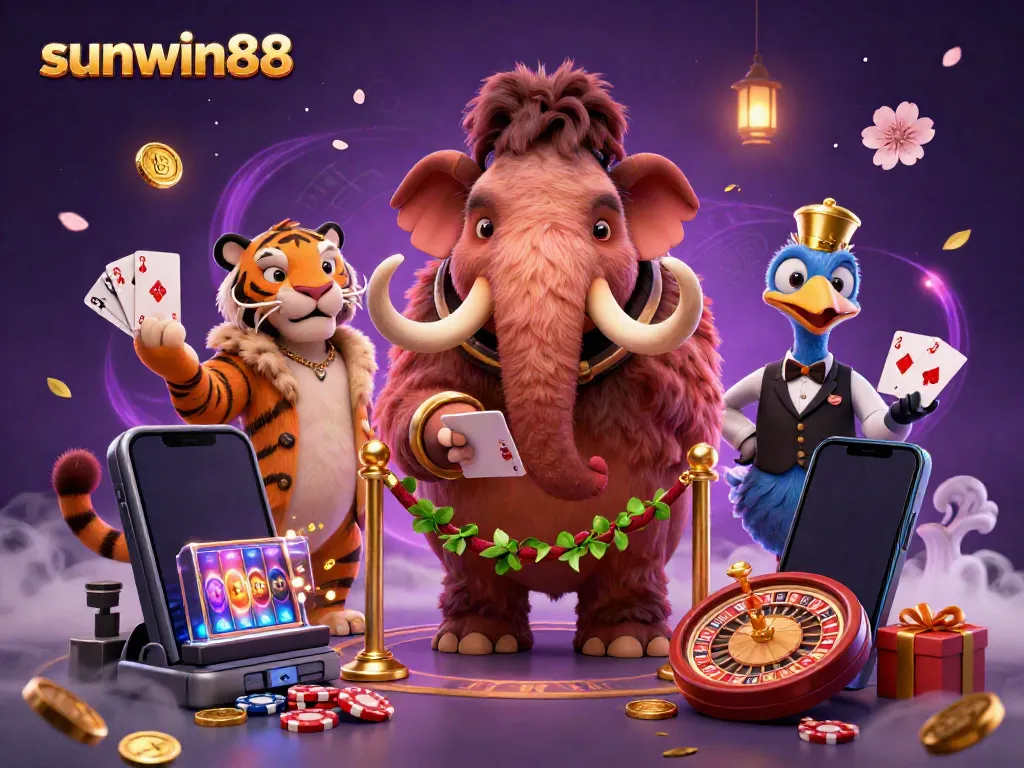 Experience the thrill of sunwin88 with a vibrant casino scene featuring engaging characters and immersive gaming elements.