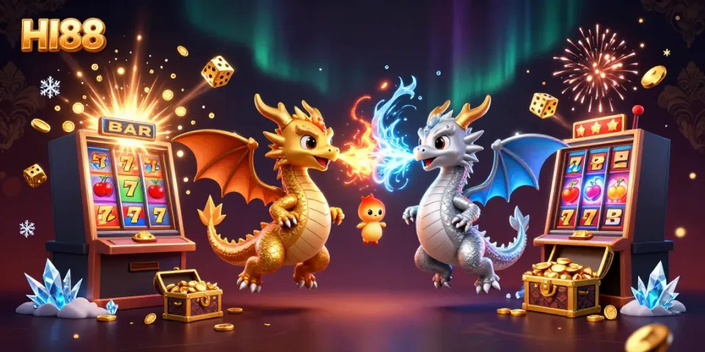 Experience the excitement of HI88 with vibrant dragons and dynamic casino elements.