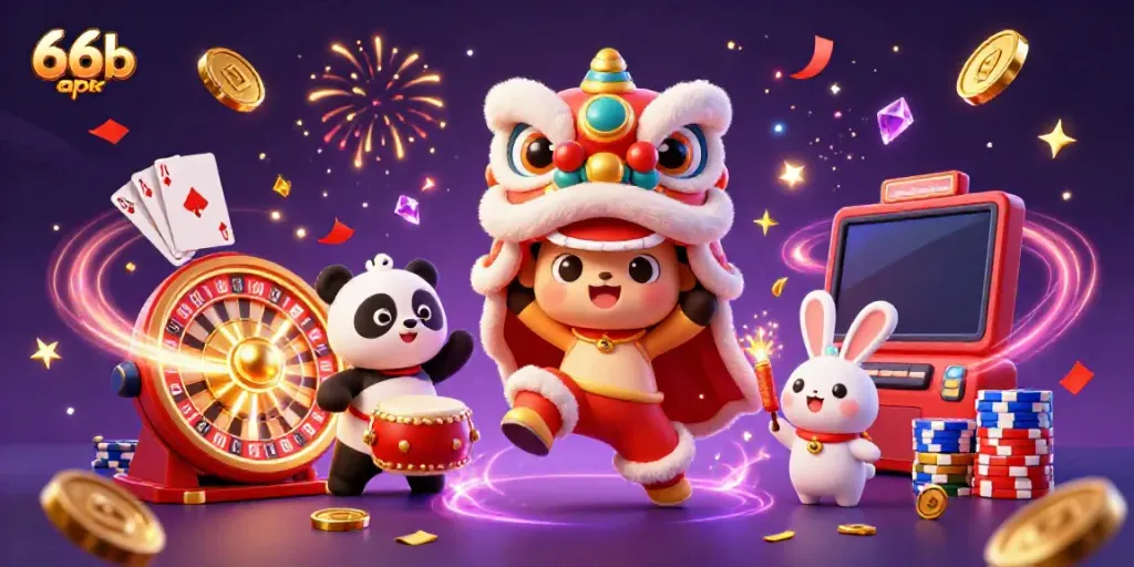 Experience the excitement of 66b apk with vibrant casino characters and dynamic game elements.
