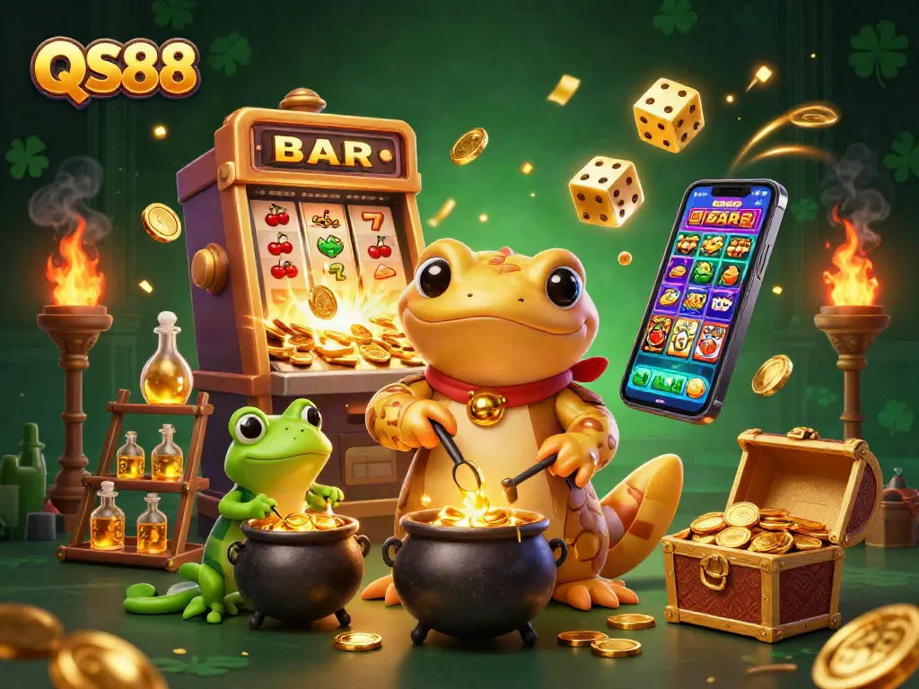 Spin and win at QS88's dynamic casino world featuring thrilling gold transformations.