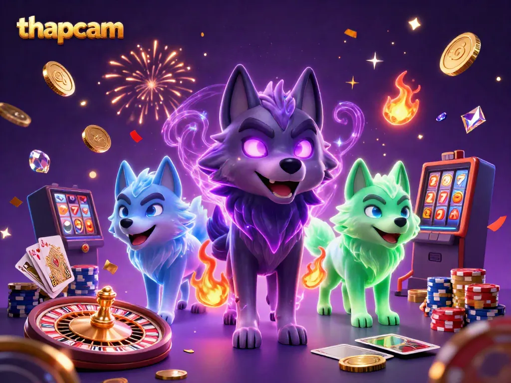 Experience thrilling gameplay with thapcam showcasing glowing wolves and dynamic casino elements.