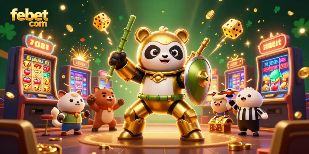 Experience the excitement of febet com's slots and games in a vibrant, detailed casino showdown.