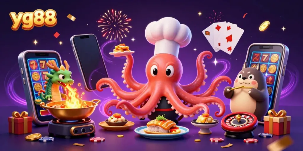 Experience thrilling gaming action with yg88 in this vibrant 3D casino scene filled with gold and celebration.