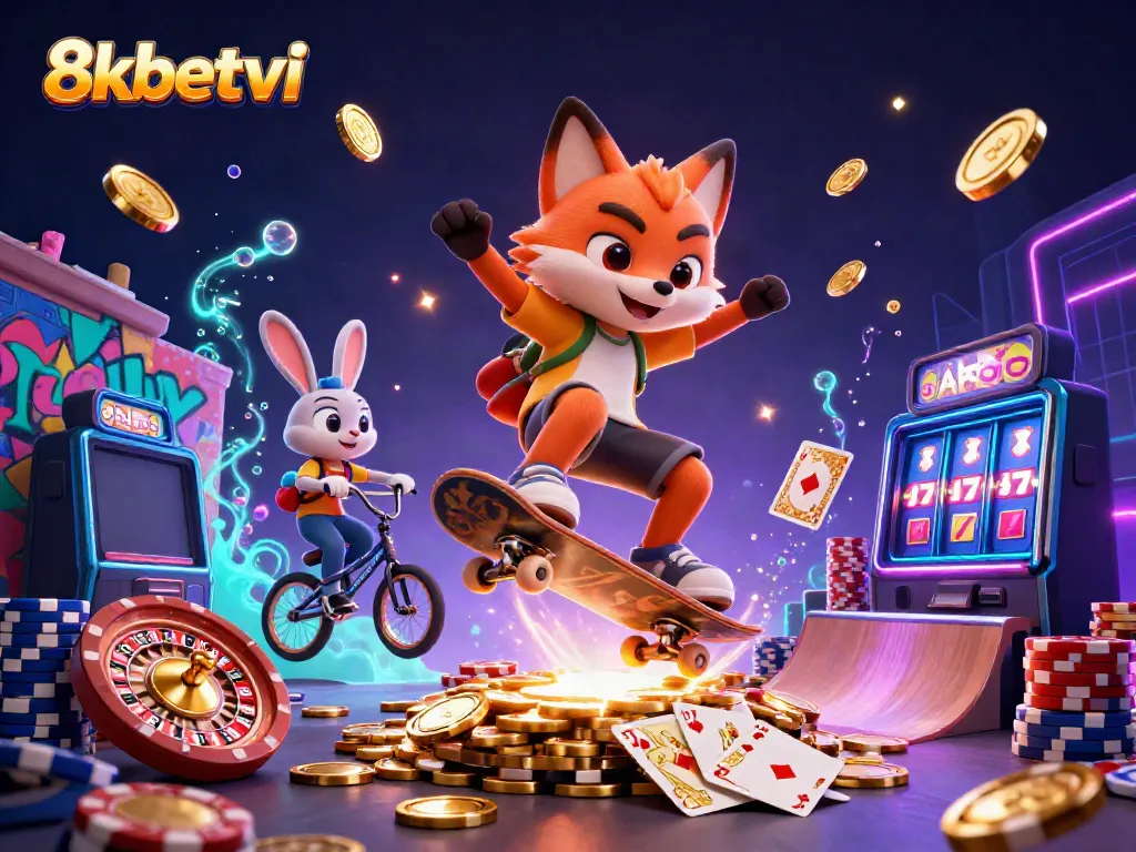 Experience the dynamic charm of 8xbetvi with thrilling casino characters and vibrant gaming elements.