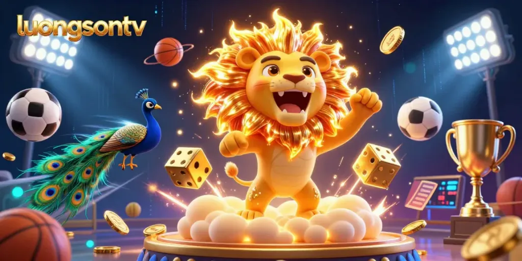 luongsontv showcases a thrilling sports betting atmosphere with vibrant characters and dynamic gaming elements.
