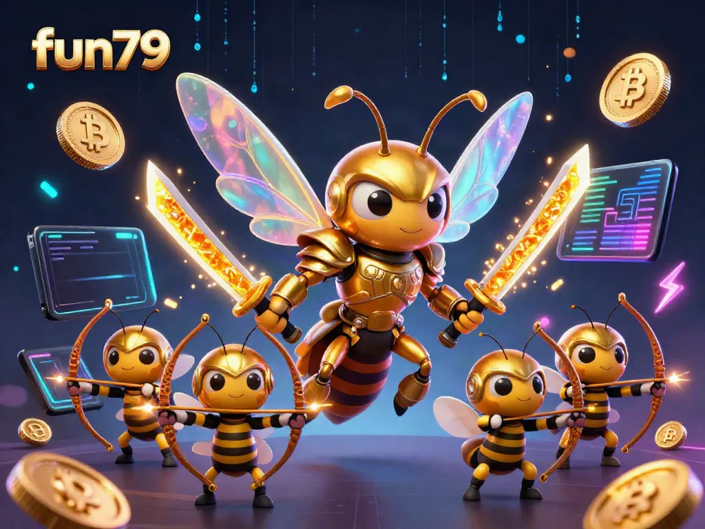Experience the excitement of fun79 with a vibrant casino-themed illustration showcasing dynamic characters and crypto elements.