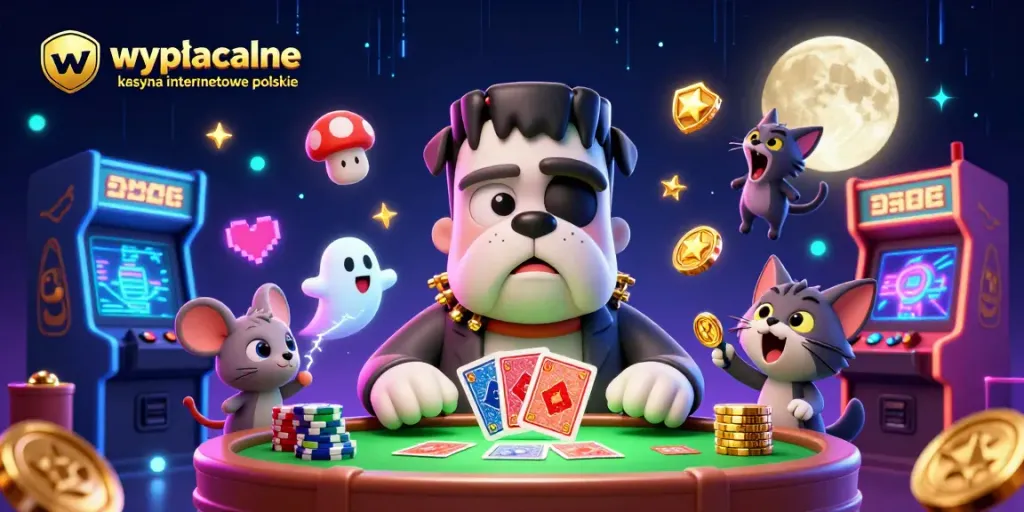 Engaging scene featuring wypłacalne kasyna internetowe polskie elements with whimsical characters and vibrant casino features.