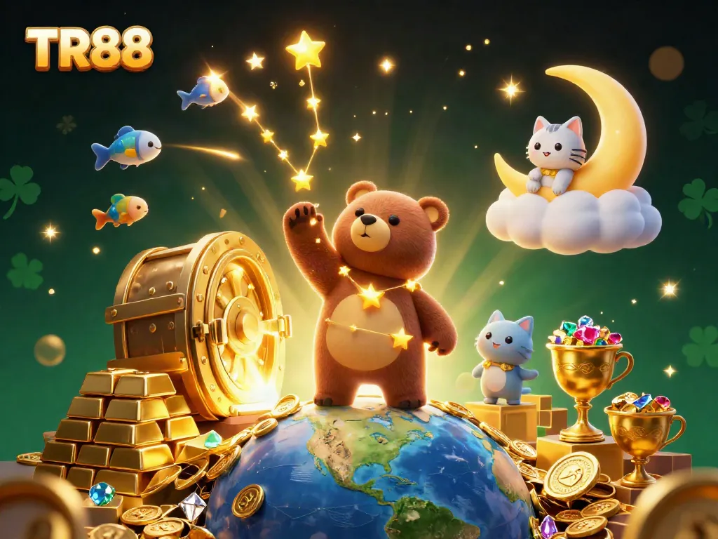 Join the excitement of TR88 with dazzling treasures and 3D cartoon characters in a gaming paradise.