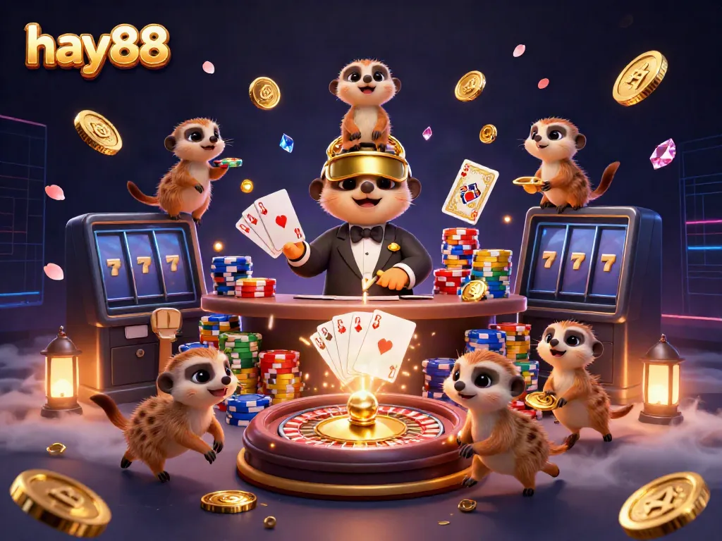 Experience the vibrant excitement of hay88's casino operations with engaging meerkats and dazzling visuals.
