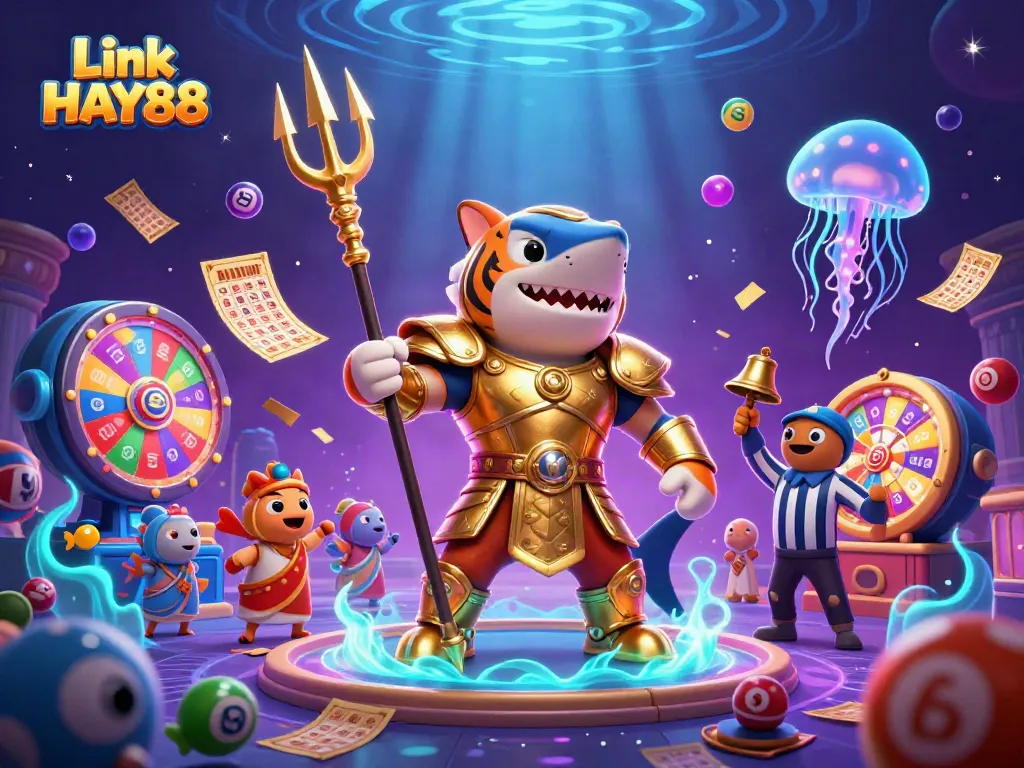 Experience thrilling moments with Link HAY88 through a vibrant underwater casino scene.
