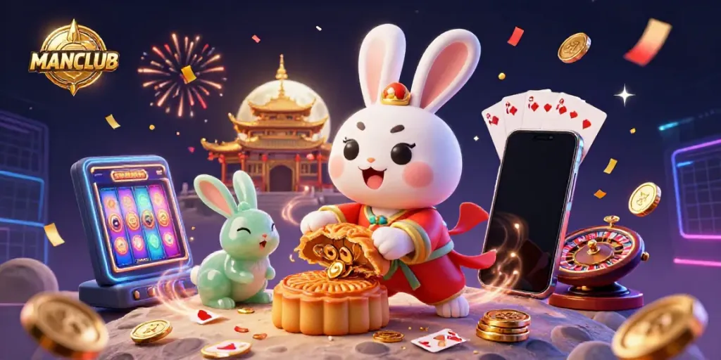 Experience the thrill of MANCLUB with this vibrant casino illustration featuring dynamic characters and gambling elements.