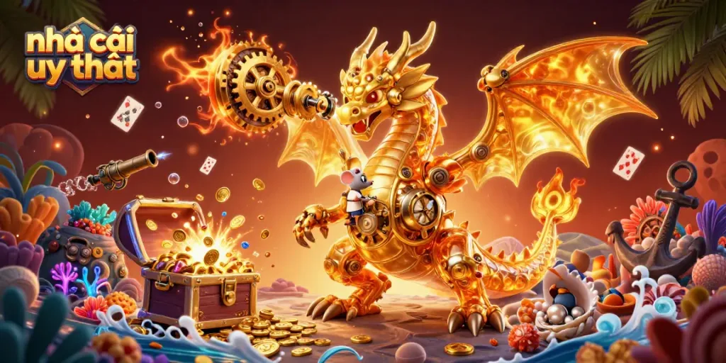 Engage in thrilling betting at nhà cái uy tín with a captivating dragon-themed digital illustration.