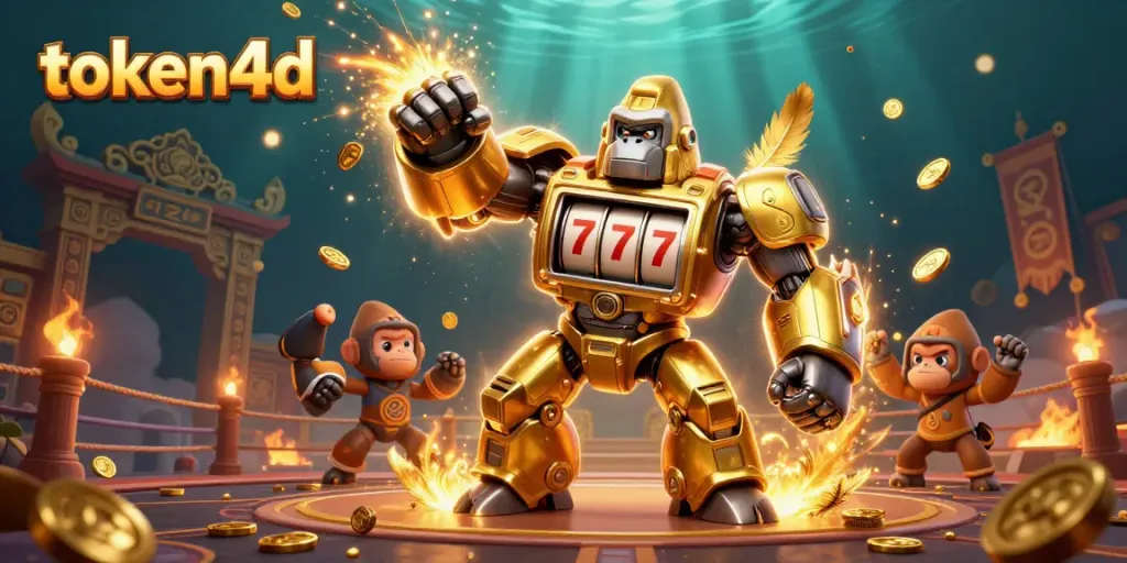 Mainkan slot gacor di TOKEN4D dengan karakter robot gorila mecha berkilau dan bonus melimpah!