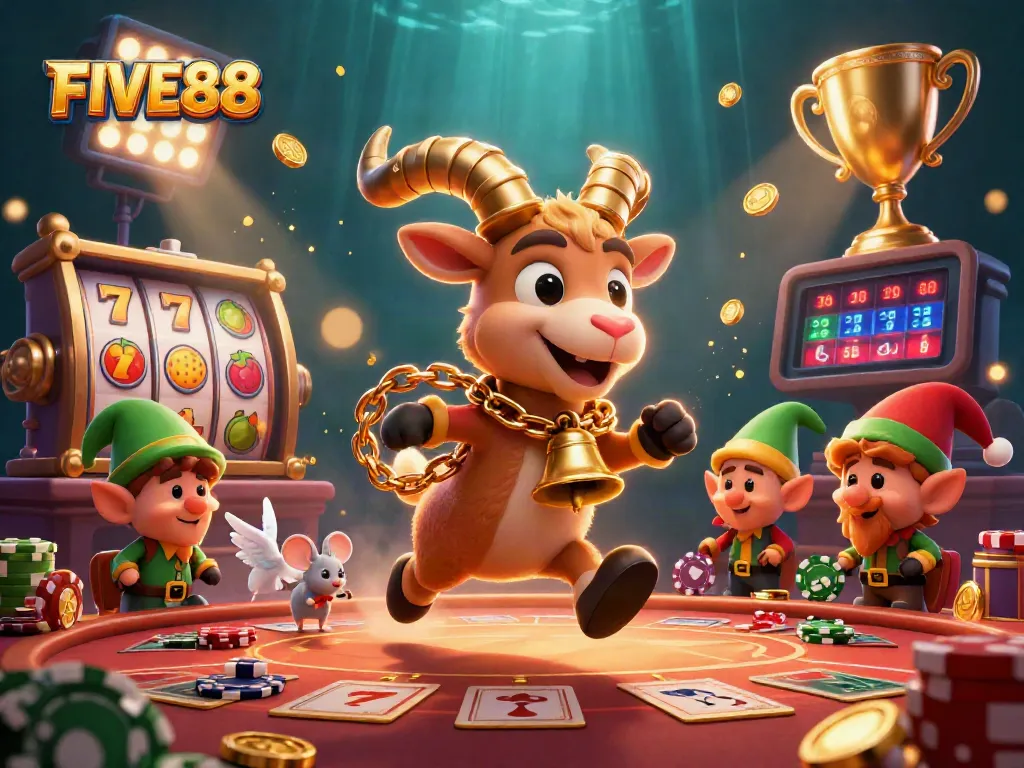 Join the festive chaos at FIVE88 casino with Krampus, an angel mouse, and elf gremlins!