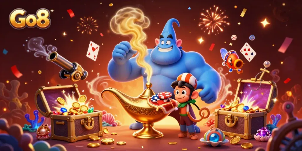 Engage in immersive Go8 casino experiences with vibrant visuals of magic and wealth.