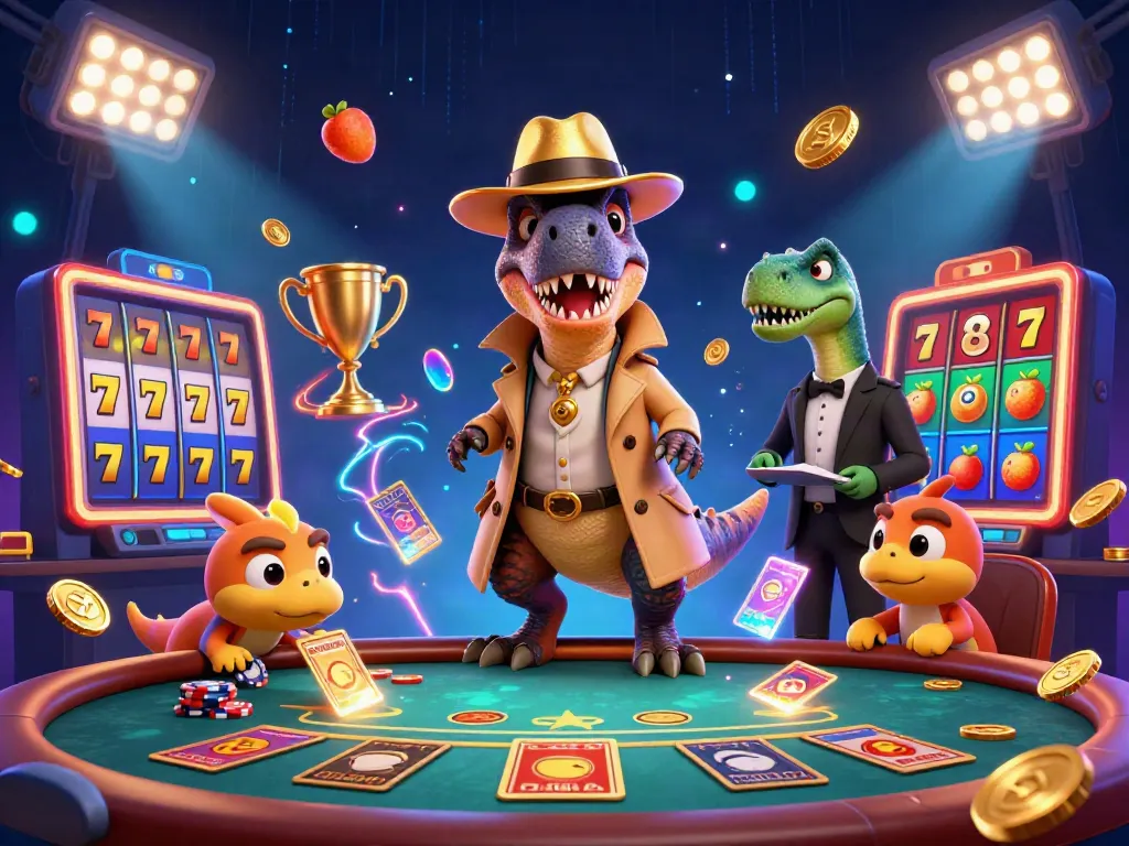 Experience thrilling gameplay at au88 with cartoon dinosaurs at a vibrant blackjack table.