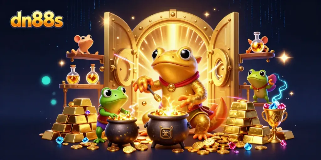Experience winning with dn88s as the golden salamander alchemist unveils rewarding treasures in a vibrant casino-themed scene.
