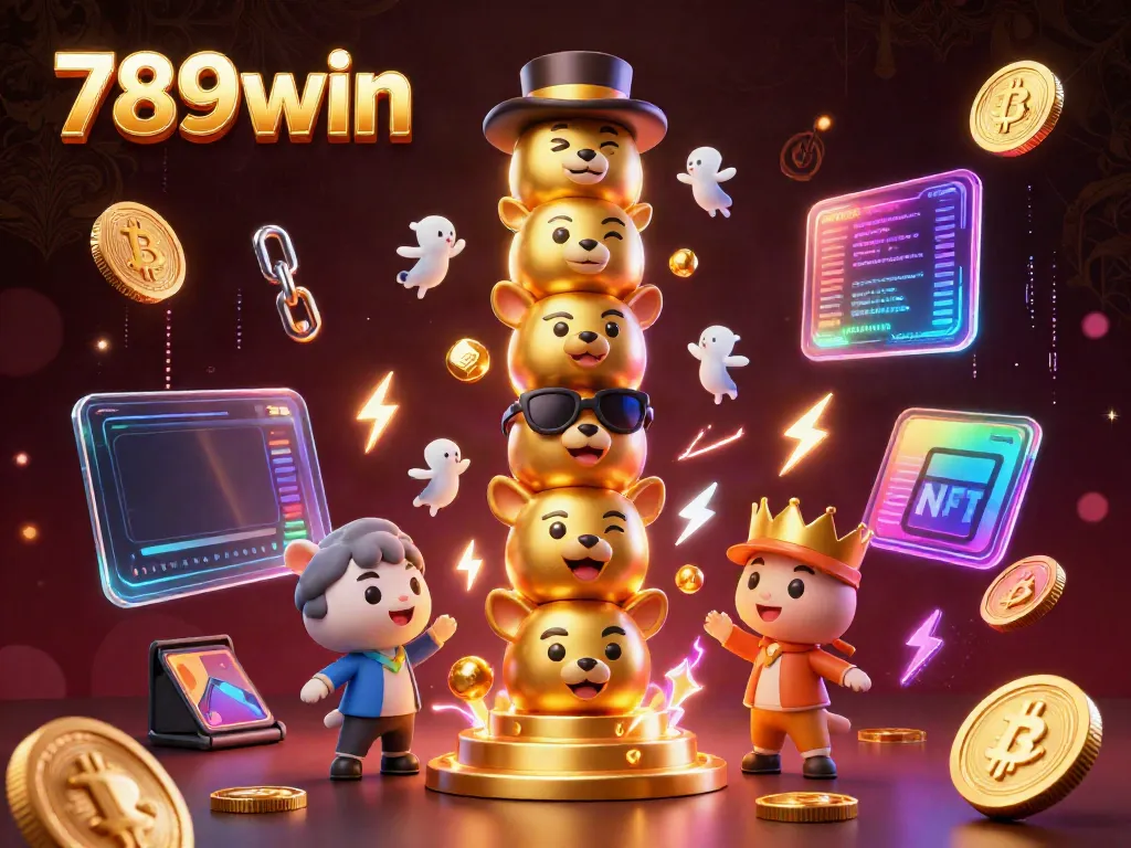 Engage with 789win's vibrant 3D casino illustration featuring a golden totem pole and crypto elements.