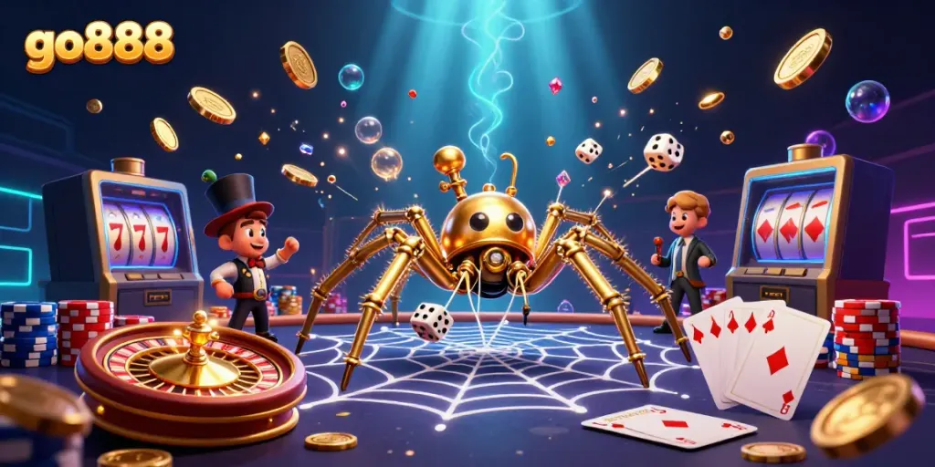 Experience thrilling gameplay with go888's vibrant 3D casino illustration featuring stunning characters and elements.