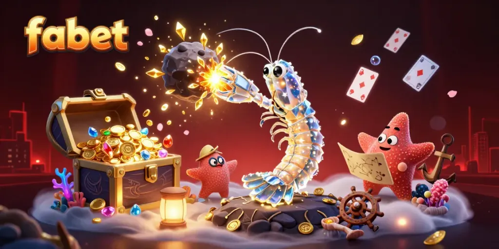 Experience the thrill of fabet with a samurai mantis shrimp battling asteroids, exploding gems, and vibrant treasures!