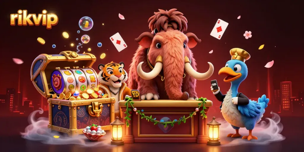 Experience excitement at rikvip with unique characters and vibrant casino elements.