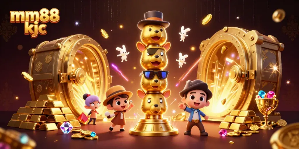 Win big at mm88 kjc with a vibrant casino-themed scene full of treasures and excitement.