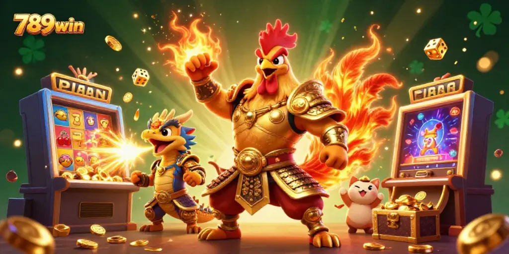 Experience thrilling gameplay with 789win's dynamic casino scene featuring exciting characters and game elements.