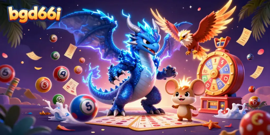 Engage with bgd66i's vibrant online gaming world featuring characters, lottery elements, and dynamic action.