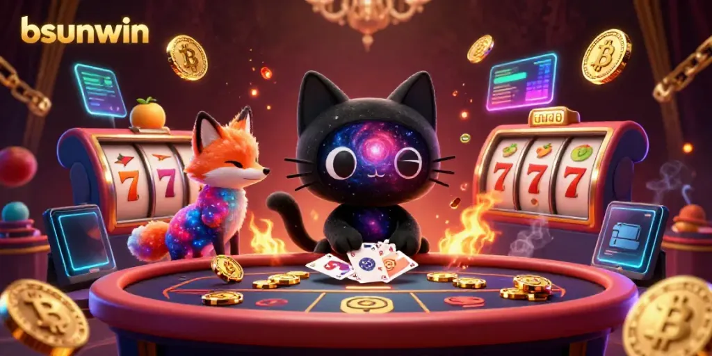 Experience the cosmic excitement at bsunwin where a unique cat draws in players with spinning slots and golden chips.
