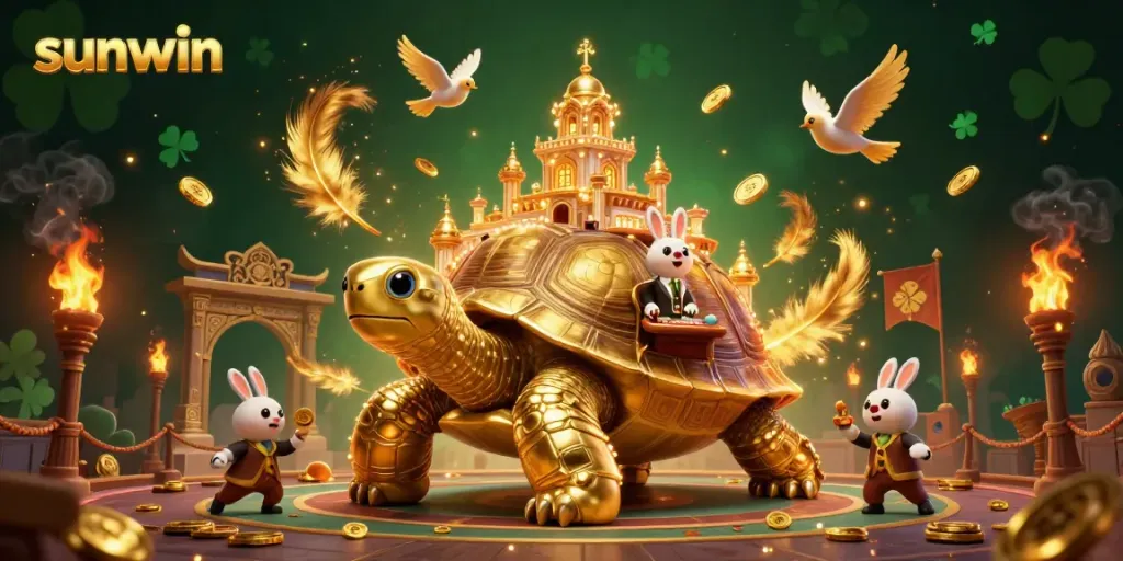 Join the fun with sunwin in this vibrant 3D casino scene featuring thrilling gameplay elements and dynamic characters.