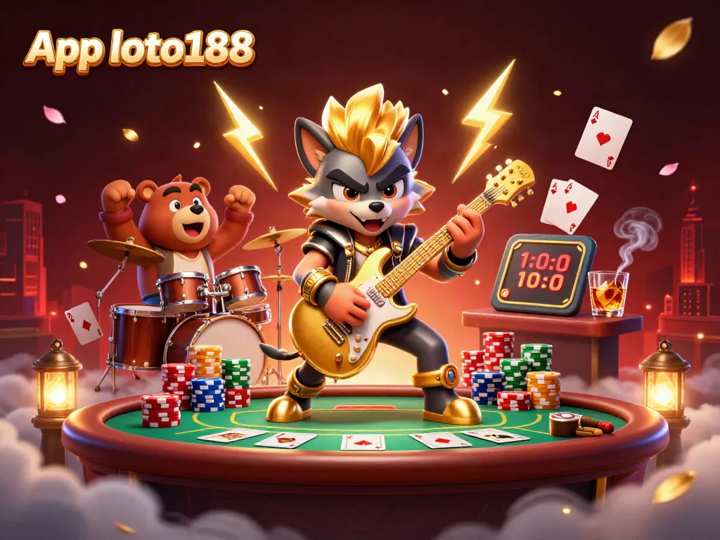 Experience the vibrant energy of App loto188 with this dynamic casino scene featuring engaging characters and rich game elements.