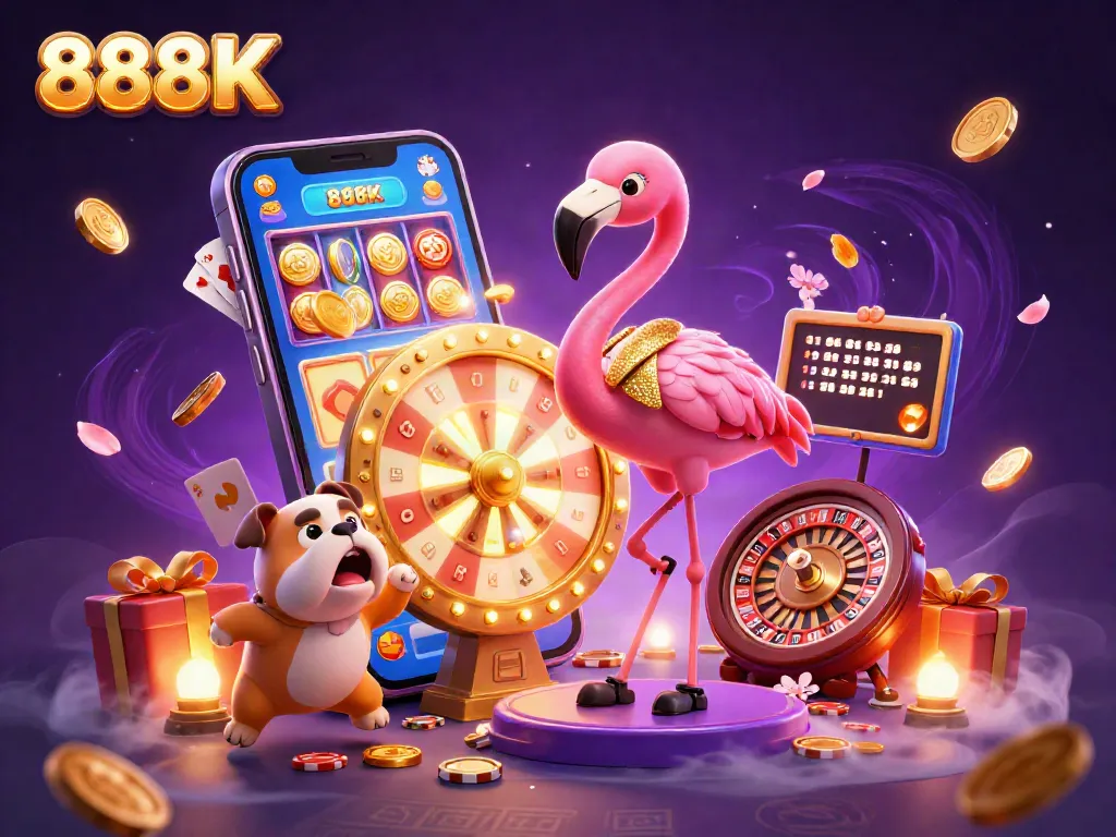 Experience thrilling wins at 888K with exciting games and colorful rewards in a vibrant casino atmosphere.