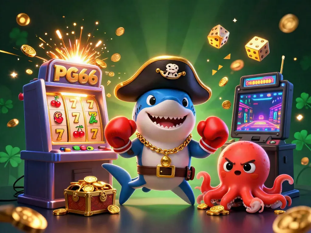 Experience thrills with PG66 featuring vibrant characters, slot machine jackpots, and casino excitement.