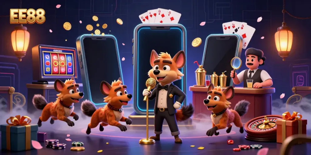 Experience the excitement of EE88 with hyenas hosting a vibrant comedy casino club live.