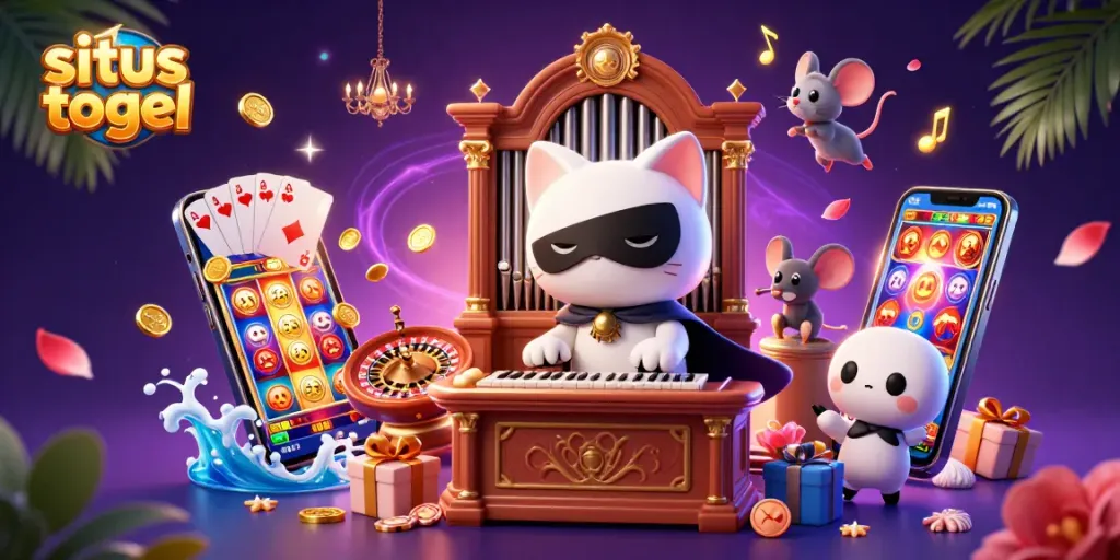 Experience engaging gameplay with situs togel as fun characters interact in a vibrant casino scene.