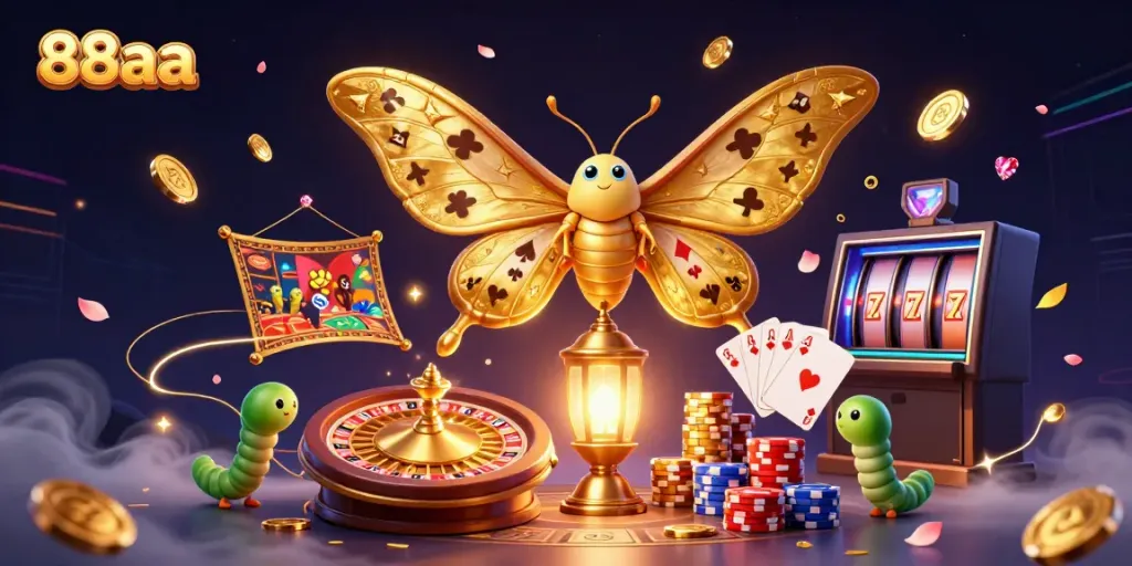 Experience exciting games at 88aa with golden coins and vivid casino elements.
