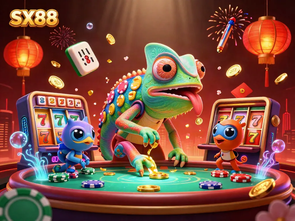 SX88 offers engaging casino excitement with a chameleon owner and dynamic slot elements.