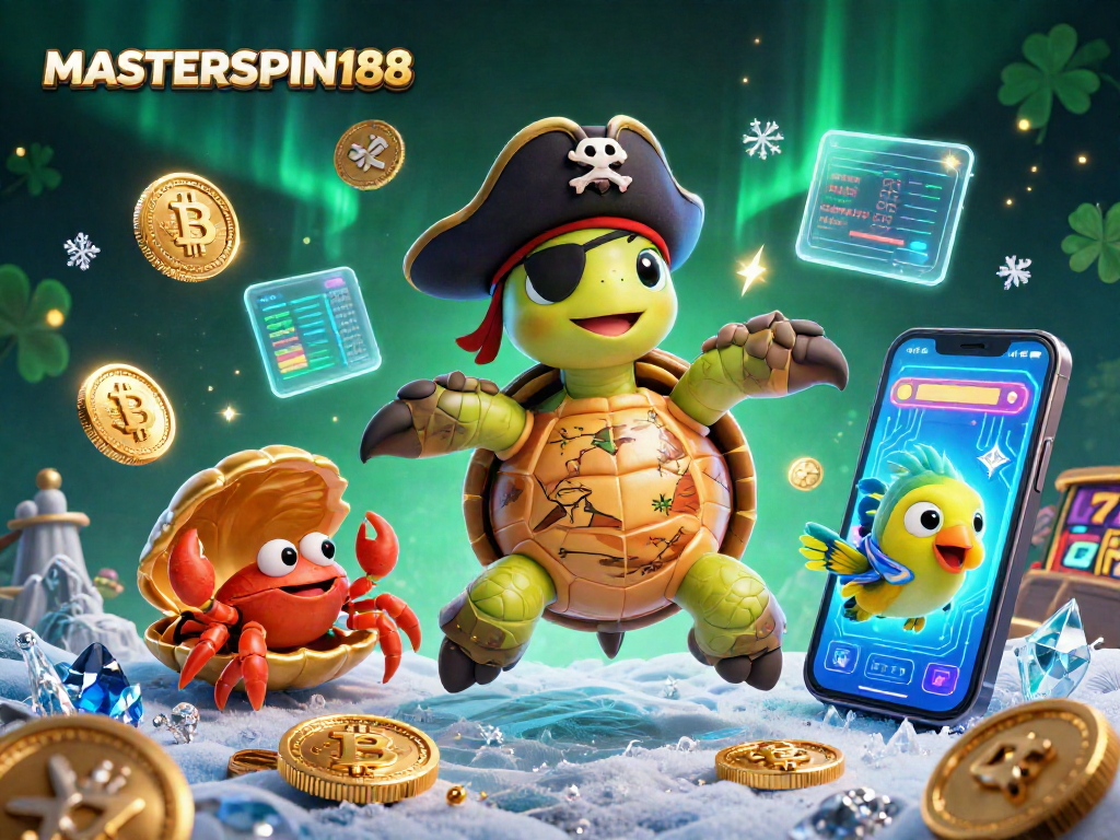 Engage in the vibrant world of MASTERSPIN188 with iconic slot symbols and lively 3D characters.