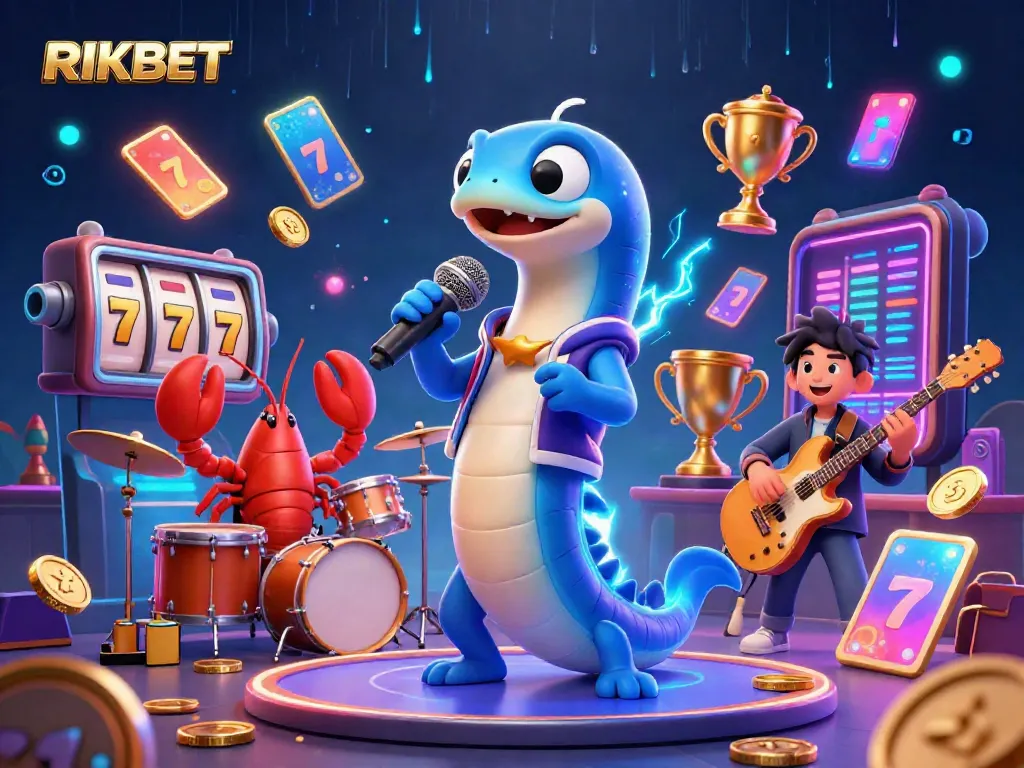 Experience the vibrant RIKBET underwater casino with electrifying performances from animated characters.