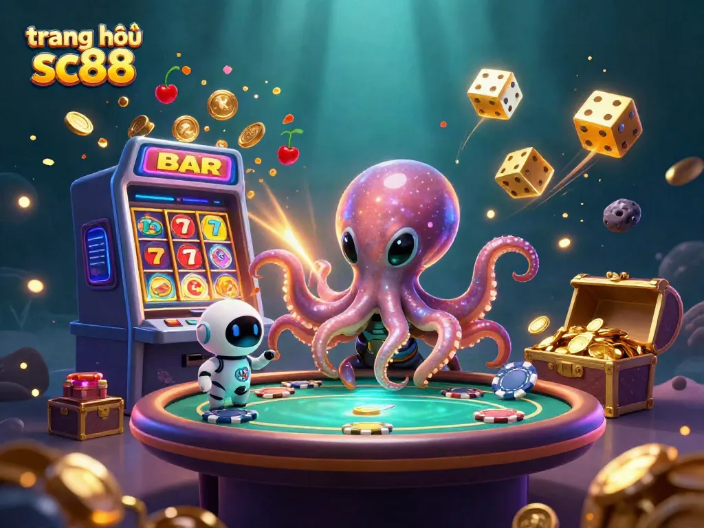 Experience thrilling gameplay at trang chủ sc88 with a vibrant alien-themed casino scene featuring poker and jackpot elements.