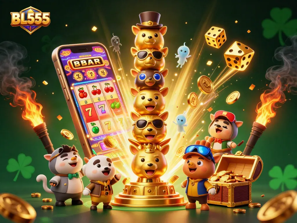 Experience the thrill of winning at BL555 with dynamic casino elements exploding around you!